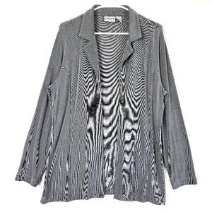 Chicos Travelers Slinky Collared Open Front Longline Stretch Cardigan Womens 2 L